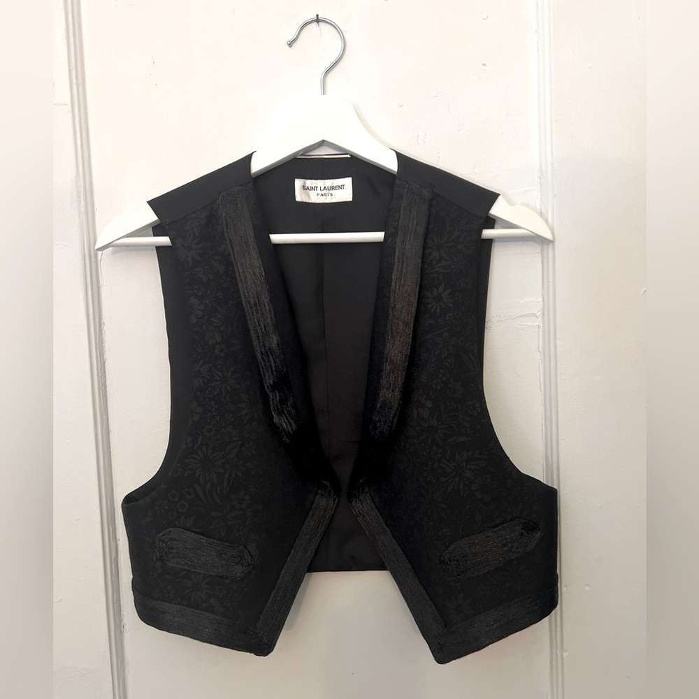 Saint Laurent Paris Runway Vest fits like a S/M Black Silk